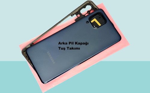 - Samsung Galaxy M32 FULL KASA Arka Kapak Batarya Kapağı - SİYAH