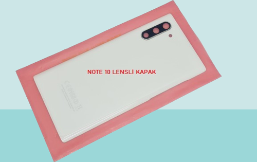 - Samsung Galaxy NOTE 10 Arka Kapak Batarya Kapağı (Cam Full Lensli) - BEYAZ