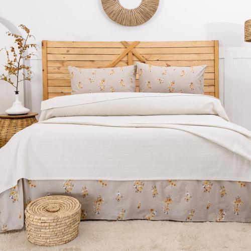 Home Hera Çift Kişilik Pike Takımı 4 Parça-Ekru