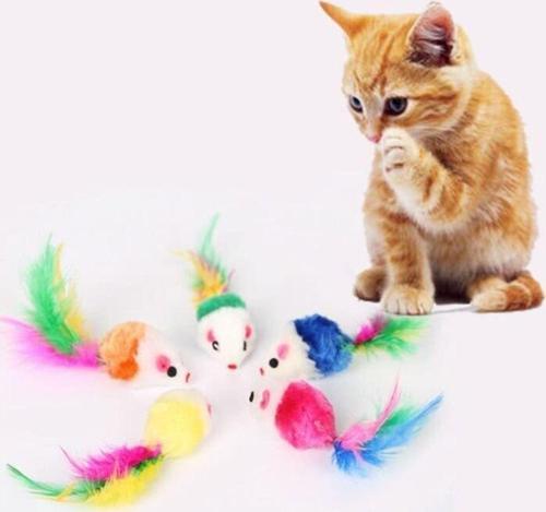 Renkli Peluş Fare Kedi Oyuncağı.Karışık Renkli