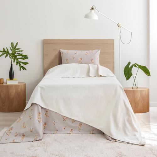 Home Hera Tek Kişilik Pike Takımı 3 Parça-Ekru