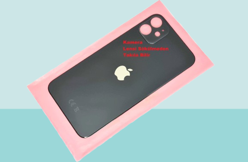 - iPhone 11 Arka Pil Batarya Kapağı - Cam kapak Geniş Lens Deliği - SİYAH