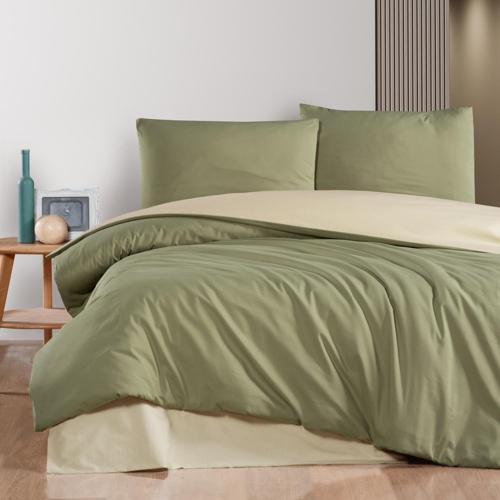 Home Mia Çift Kişilik Nevresim Takımı 4 Parça-Haki