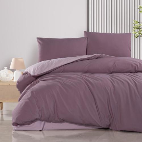 Home Mia Çift Kişilik Nevresim Takımı 4 Parça-Mürdüm