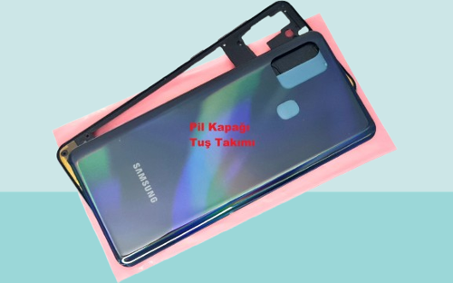 - Samsung Galaxy A21S FULL KASA Arka Kapak Batarya Kapağı - SİYAH