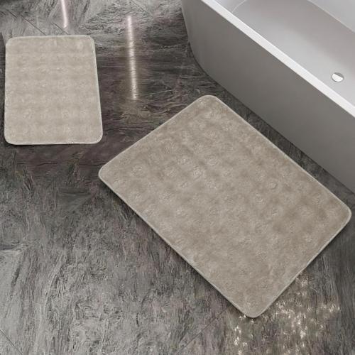 Home Pia 2 li Peluş Banyo Paspası-Bej