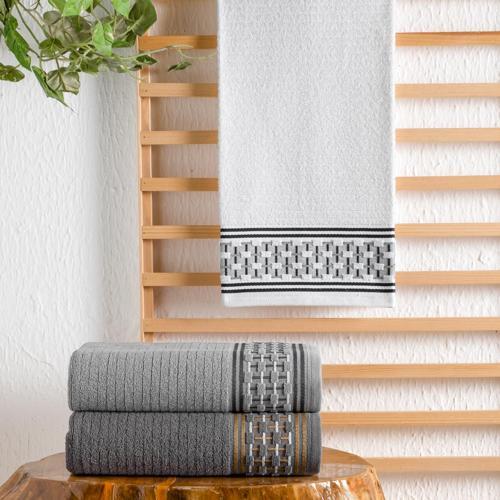 Home Plain Jakarlı Havlu 50x90-Beyaz