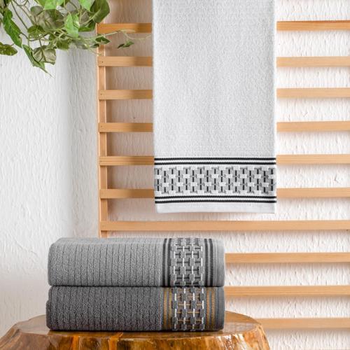 Home Plain Jakarlı Havlu 70x140-Beyaz