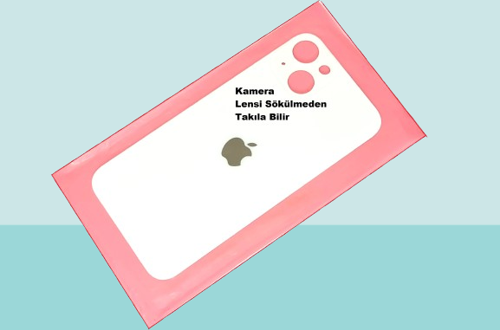 - iPhone 13 Arka Pil Batarya Kapağı - Cam kapak Geniş Lens Deliği - BEYAZ