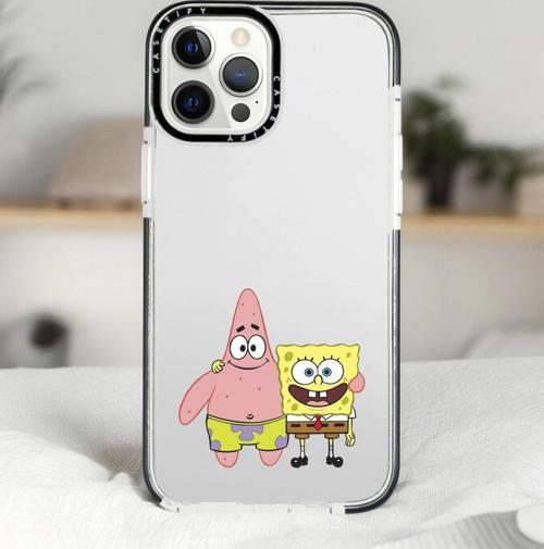 İphone 13 Pro Sünger Bob Ve Patrick Star Desenli Casetify Darbe Emci Silikonlu Telefon Kılıfı