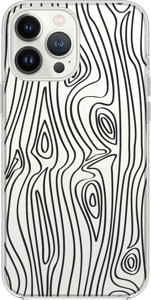 İphone 13 Pro Max Uyumlu Wooden Pattern Premium Silikonlu Şeffaf Kılıf