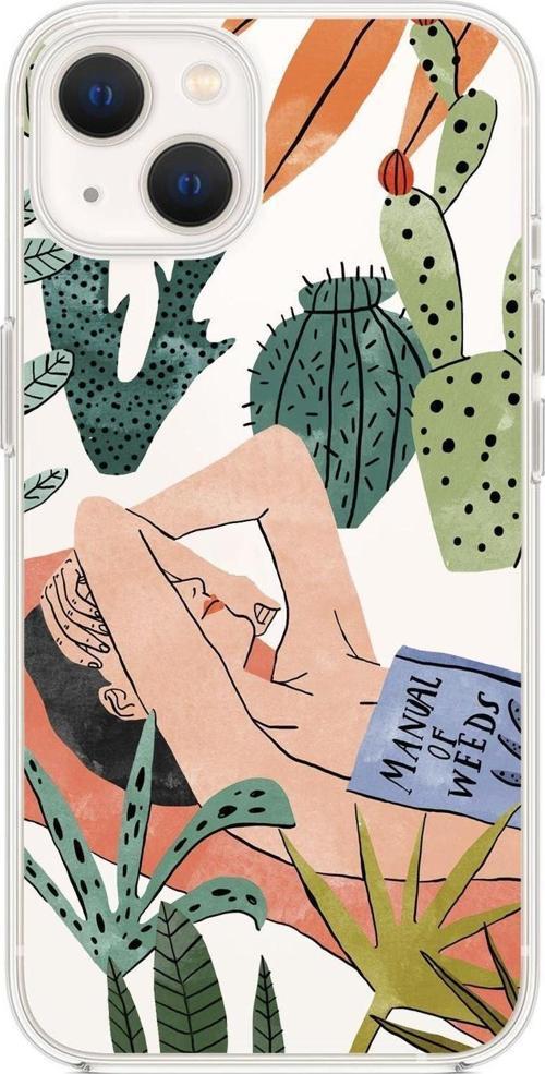 İphone 13 Mini Manual Of Weeds Desenli Premium Silikonlu Şeffaf Telefon Kılıfı