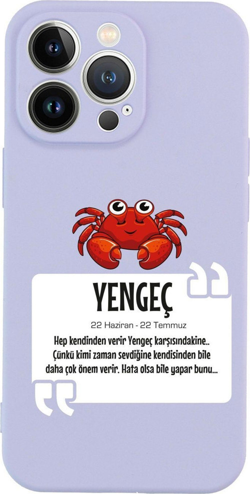 İphone 13 Pro Yengeç Burcu Tasarımlı Lila Telefon Kılıfı