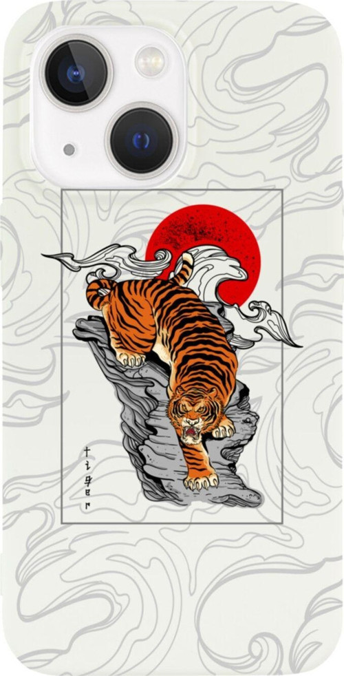 İphone 13 Tiger Tasarımlı Beyaz Telefon Kılıfı
