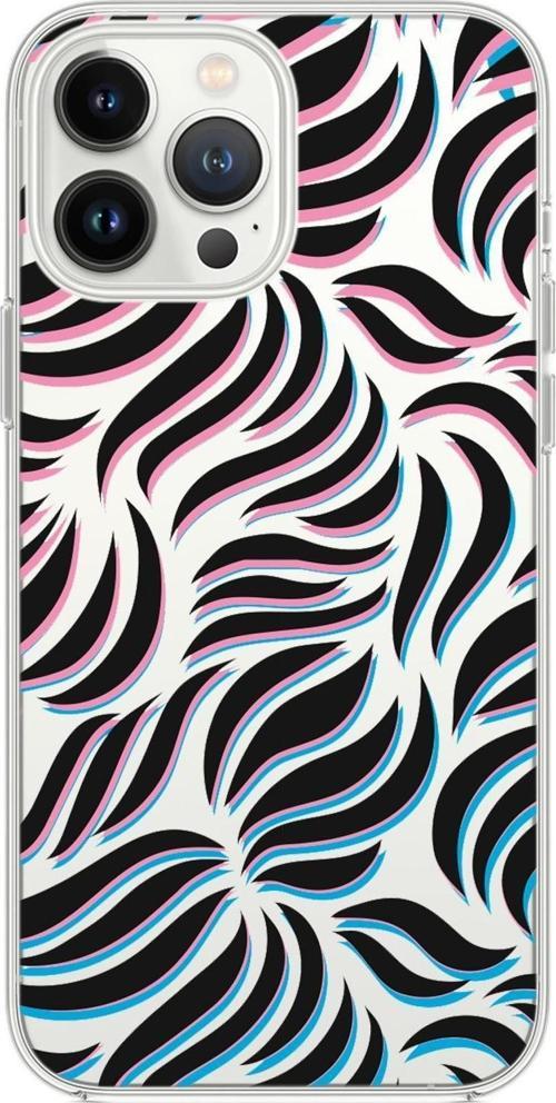 İphone 13 Pro Uyumlu Color Wave Desenli Premium Şeffaf Silikon Kılıf