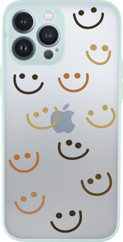 İphone 13 Pro Max Uyumlu Smile Desenli Kamera Korumalı Buzlu Şeffaf Lüx Telefon Kılıfı
