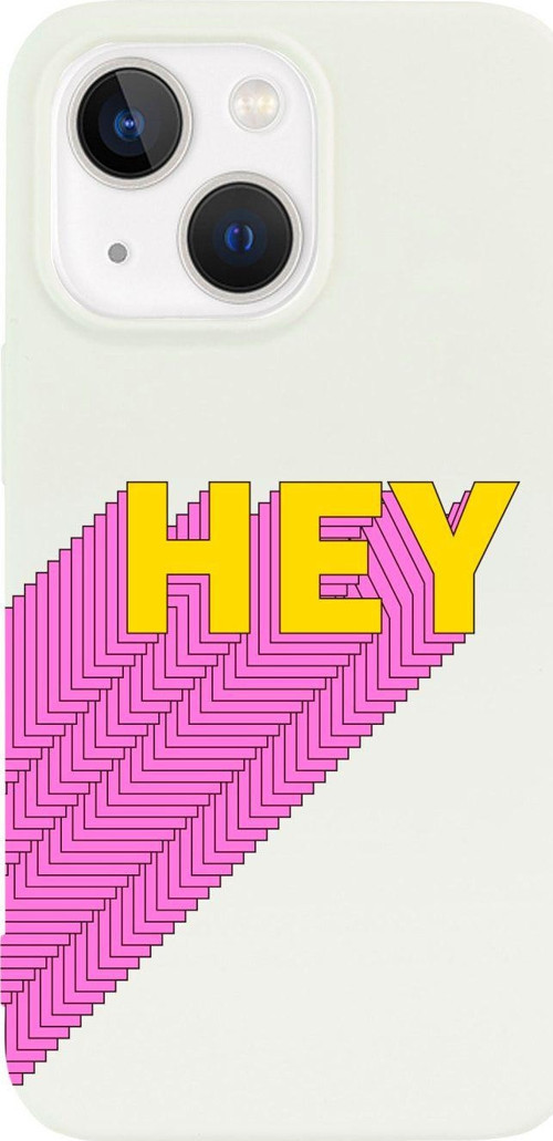 İphone 13 Hey Tasarımlı Beyaz Telefon Kılıfı