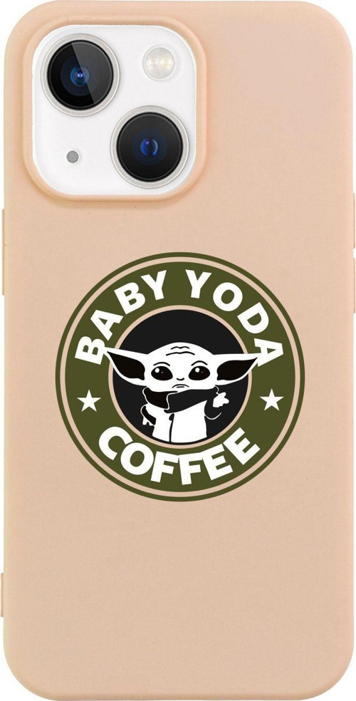 İphone 13 Baby Yoda Desenli Tasarımlı Pembe Telefon Kılıfı