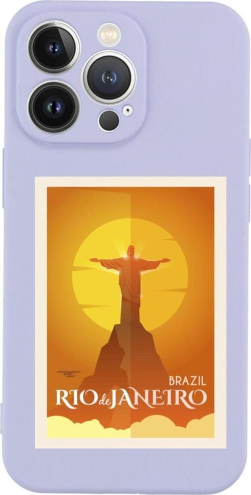 İphone 13 Pro Brezilya Art Tasarımlı Lila Telefon Kılıfı