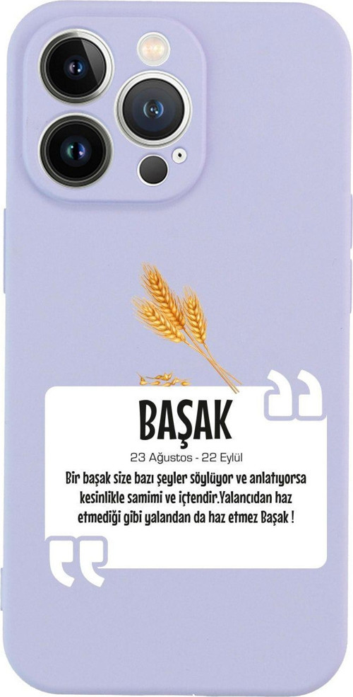 İphone 13 Pro Başak Yıldız Tasarımlı Lila Telefon Kılıfı