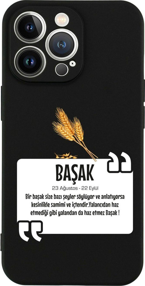 İphone 13 Pro Başak Yıldız Tasarımlı Siyah Telefon Kılıfı