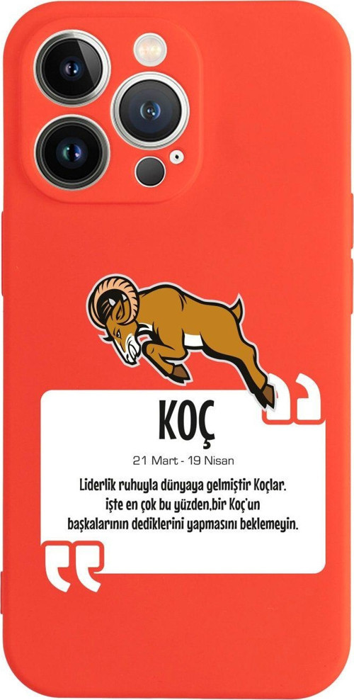 İphone 13 Pro Koç Burcu Tasarımlı Kırmızı Telefon Kılıfı