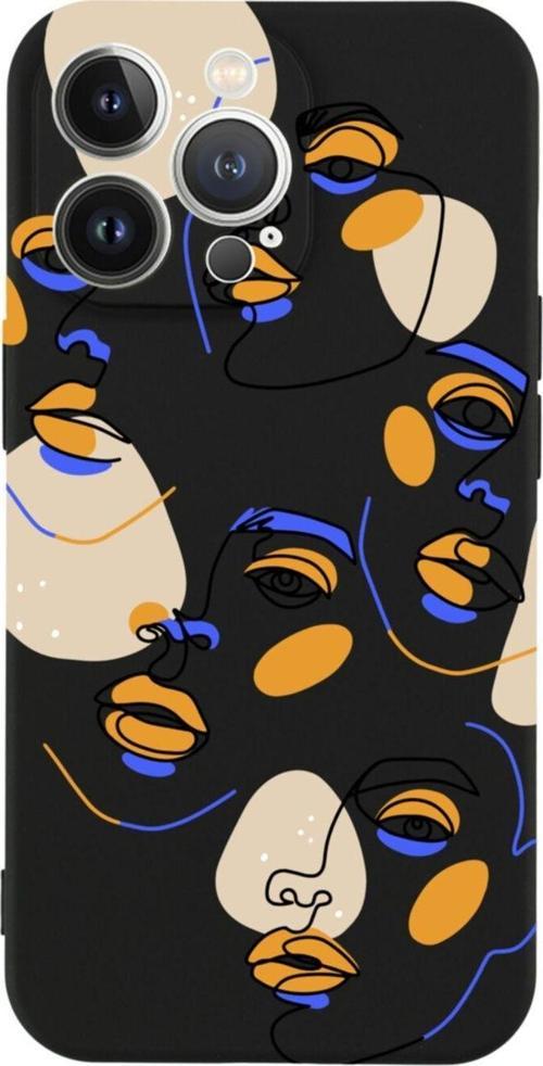 İphone 13 Pro Surreal Face Tasarımlı Siyah Telefon Kılıfı