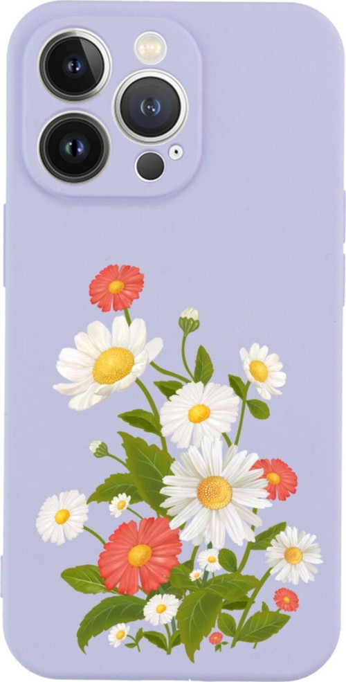 İphone 13 Pro Daisy Tasarımlı Lila Telefon Kılıfı