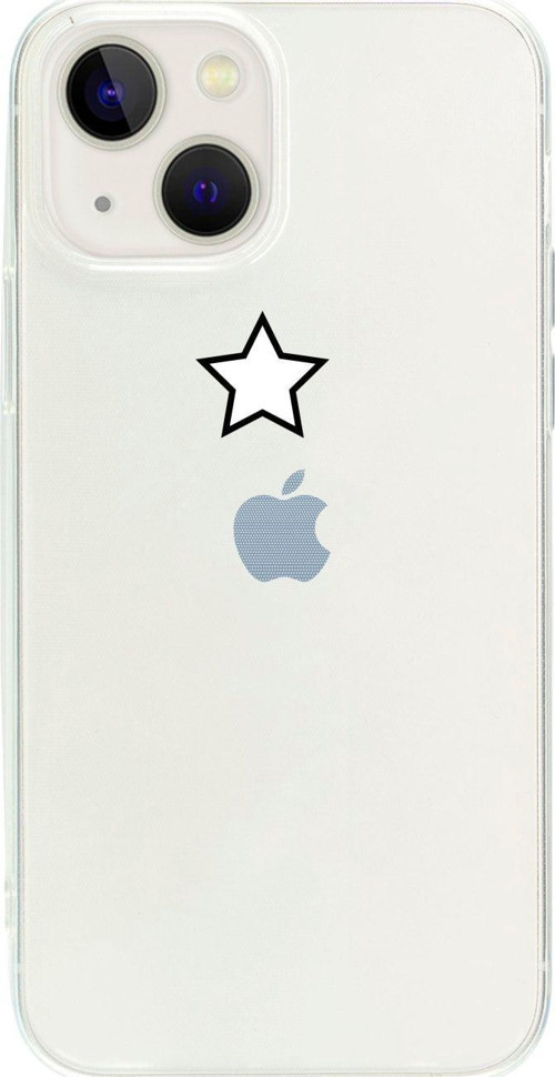 İphone 13 Mini Beyaz Tek Yıldız Desenli Şeffaf Telefon Kılıfı