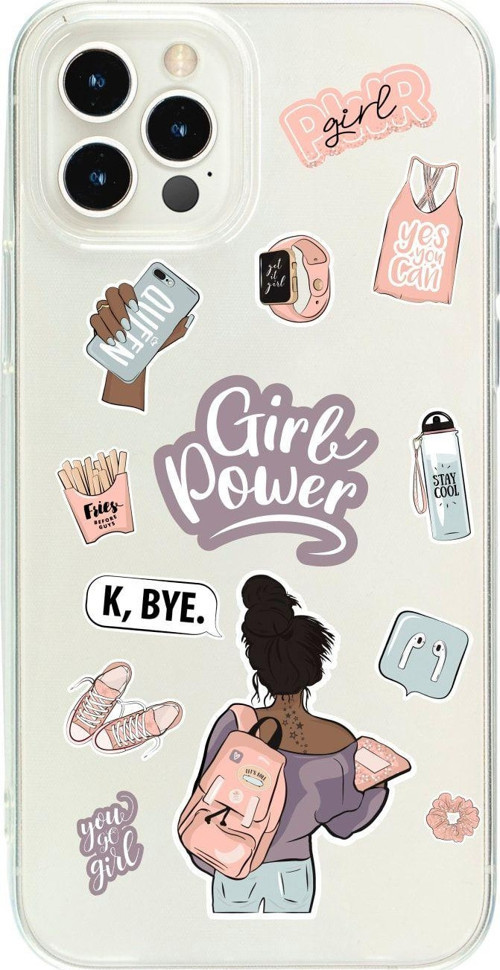 İphone 13 Pro Girl Power Desenli Şeffaf Telefon Kılıfı