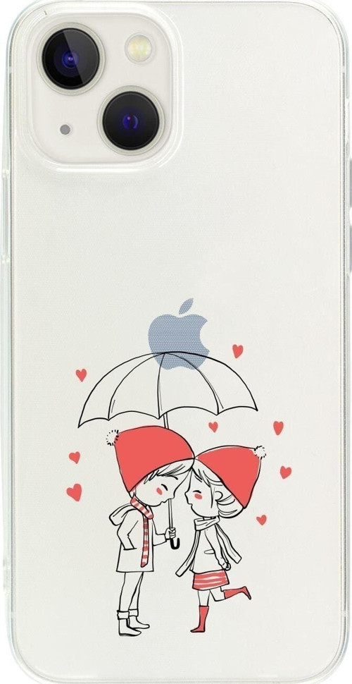 İphone 13 Couple Desenli Şeffaf Telefon Kılıfı