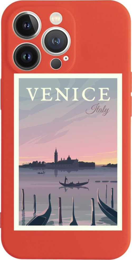 İphone 13 Pro Venice Italy Tasarımlı Kırmızı Telefon Kılıfı
