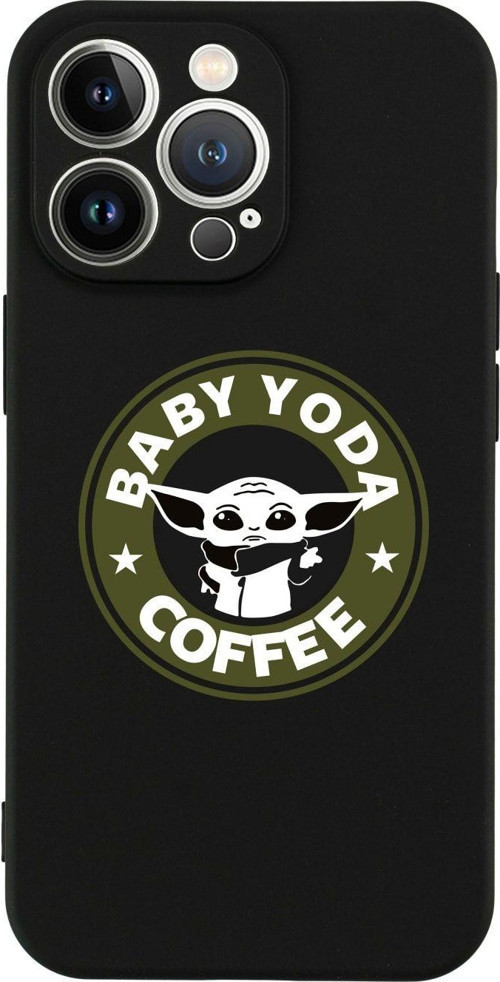İphone 13 Baby Yoda Desenli Tasarımlı Siyah Telefon Kılıfı
