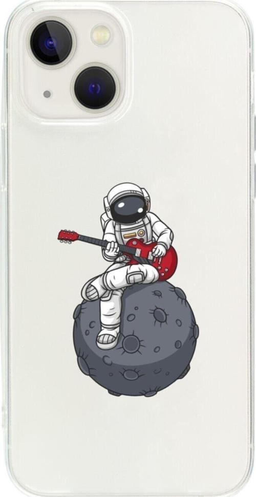 İphone 13 Gitarcı Astronot Şeffaf Telefon Kılıfı