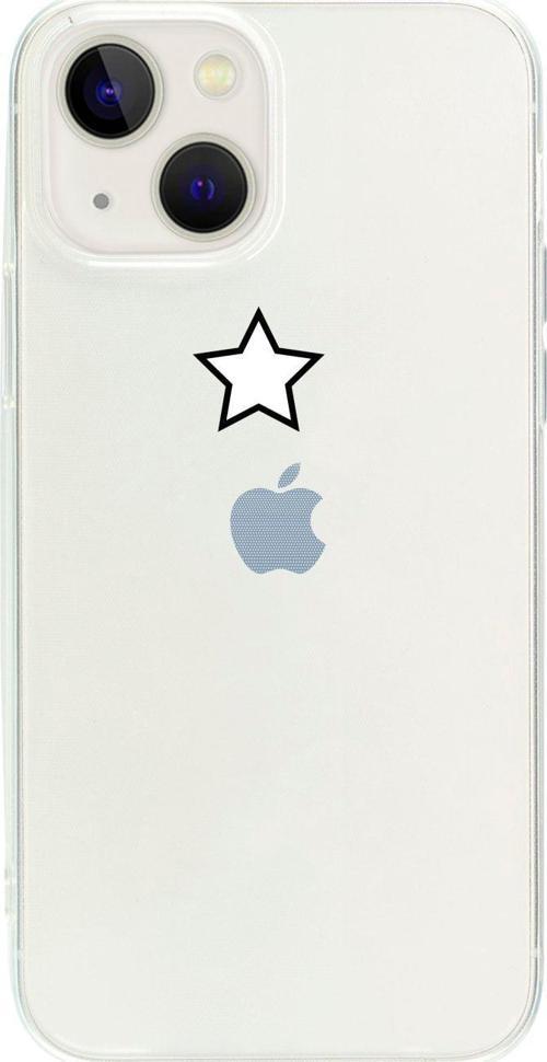 İphone 13 Beyaz Tek Yıldız Desenli Şeffaf Telefon Kılıfı