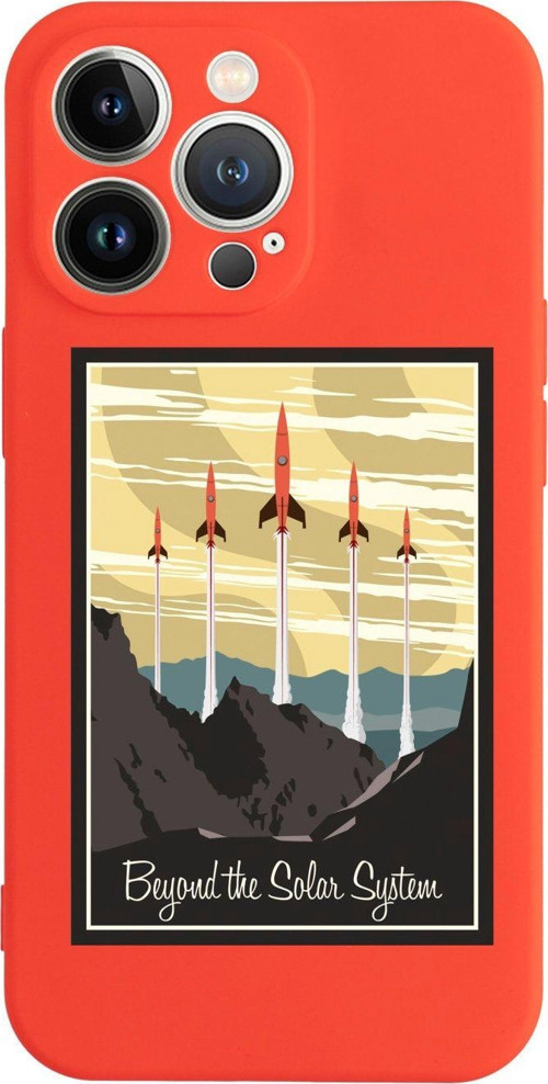 İphone 13 Pro Beyond Solar System Tasarımlı Kırmızı Telefon Kılıfı