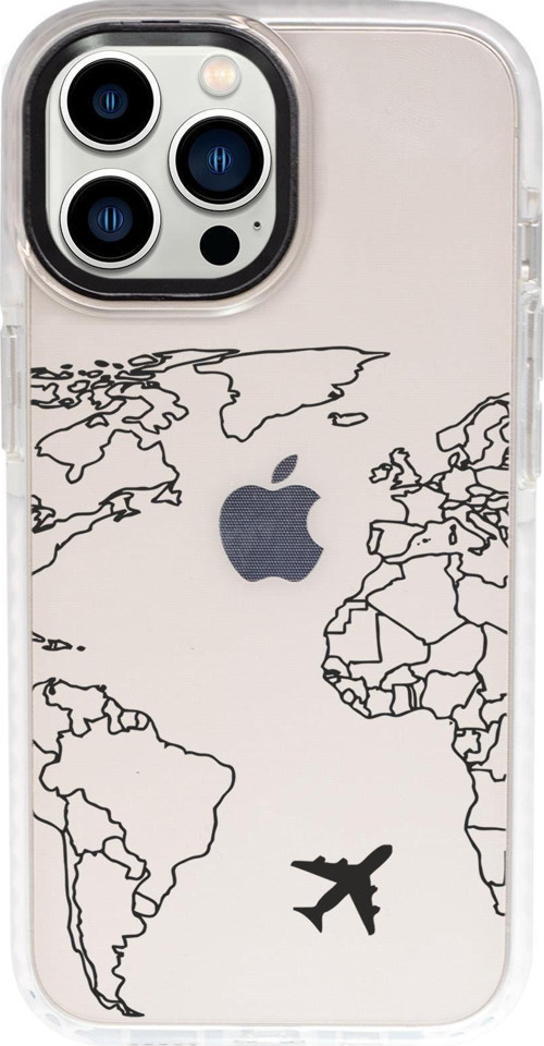 İphone 13 Pro Max World Map Lines Candy Bumper Darbe Emci Silikonlu Telefon Kılıfı