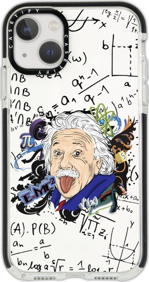 İphone 13 Casetify Einstein In Formula Desenli Anti Shock Premium Silikonlu Siyah Kenar Detaylı Tele
