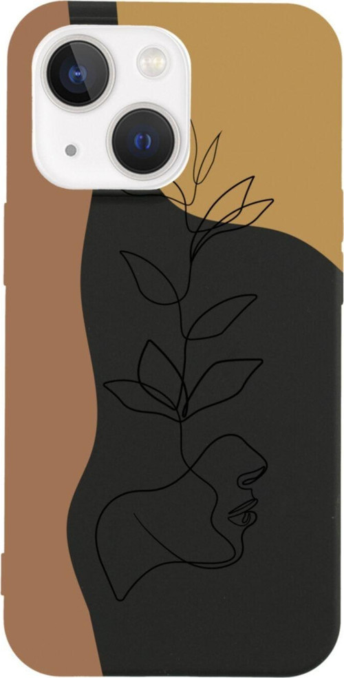 İphone 13 Flower Face Tasarımlı Siyah Telefon Kılıfı