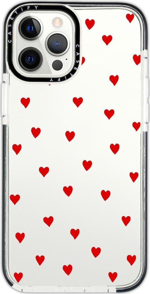 İphone 13 Pro Casetify Uyumlu Sevimli Kalpler Desenli Anti Shock Premium Silikonlu Siyah Kenar Detay