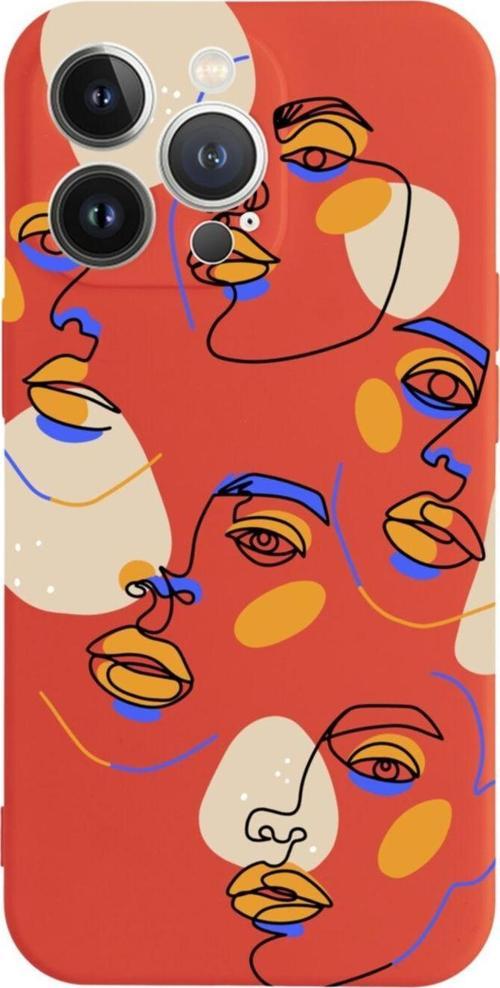 İphone 13 Pro Surreal Face Tasarımlı Kırmızı Telefon Kılıfı