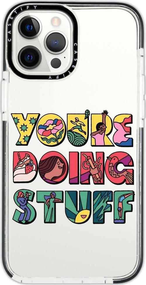 İphone 13 Pro Uyumlu Casetify Youre Doing Stuff Desenli Anti Shock Premium Silikonlu Siyah Kenar Det