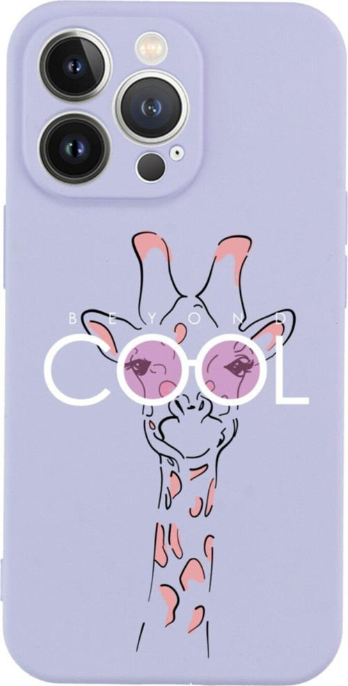 İphone 13 Pro Giraffe Cool Tasarımlı Lila Telefon Kılıfı