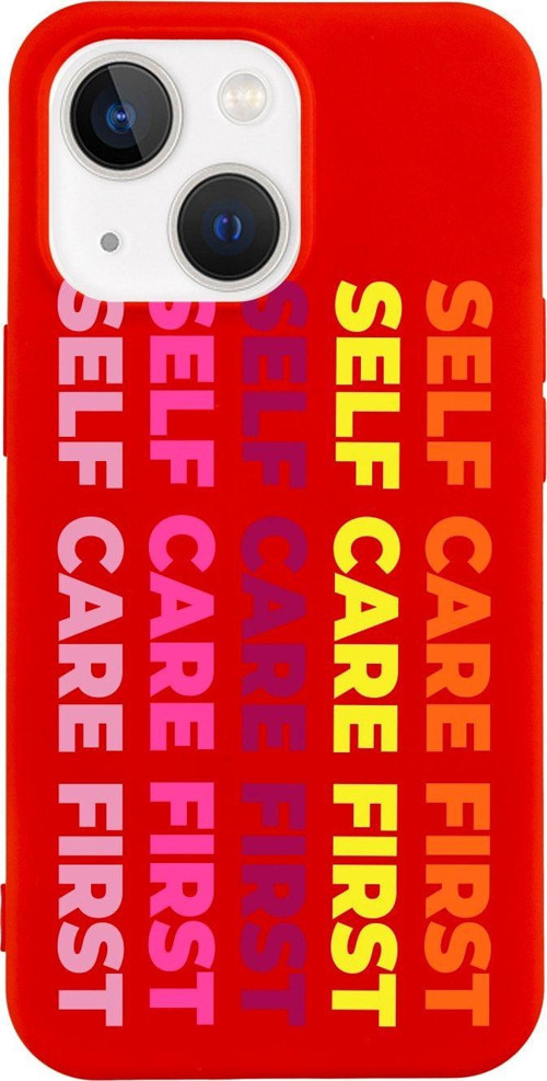İphone 13 Self Care Fırst Tasarımlı Kırmızı Telefon Kılıfı