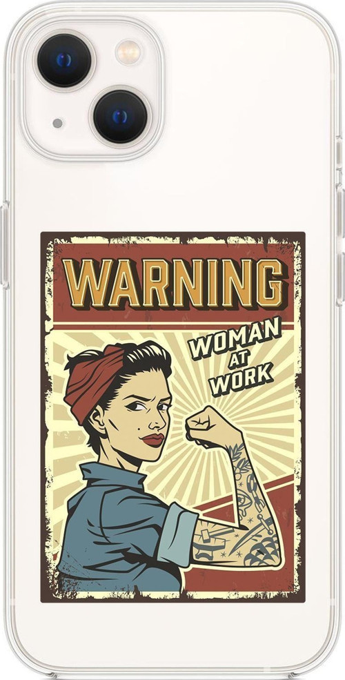 İphone 13 Uyumlu Women At Work Desenli Premium Silikonlu Şeffaf Telefon Kılıfı