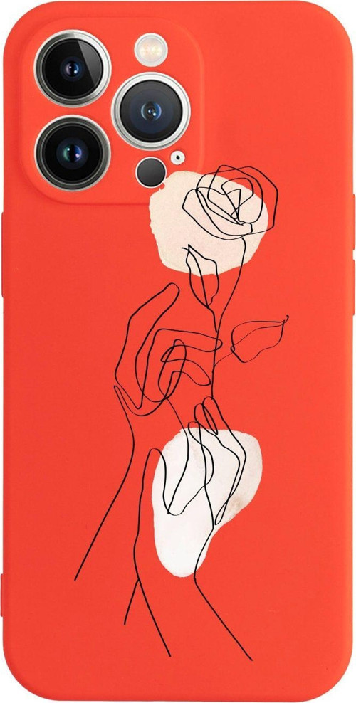 İphone 13 Pro Hands Holding Roses Tasarımlı Kırmızı Telefon Kılıfı