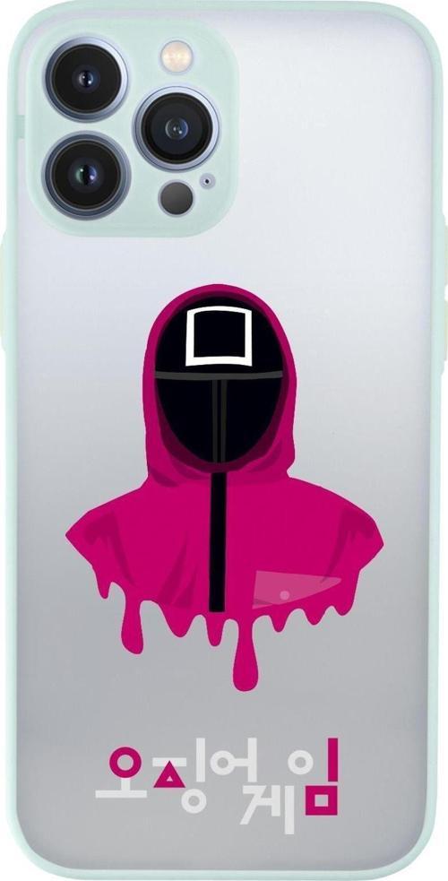 İphone 13 Pro Uyumlu Squid Game Desenli Kamera Korumalı Buzlu Şeffaf Lüx Telefon Kılıfı