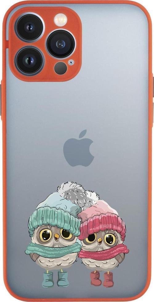 İphone 13 Pro Uyumlu Bereli Baykuşlar Desenli Kamera Korumalı Buzlu Şeffaf Lüx Telefon Kılıfı
