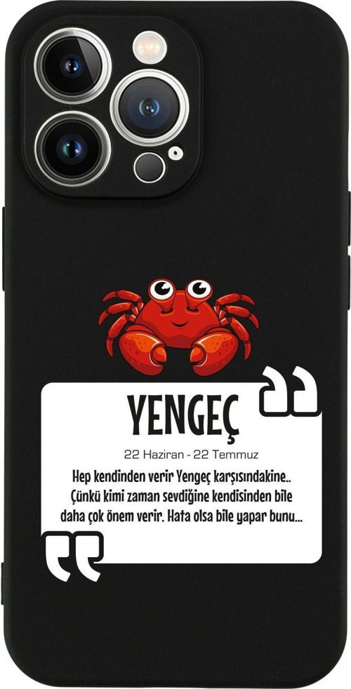 İphone 13 Pro Yengeç Burcu Tasarımlı Siyah Telefon Kılıfı