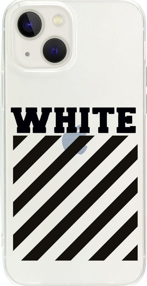 İphone 13 White Desenli Şeffaf Telefon Kılıfı